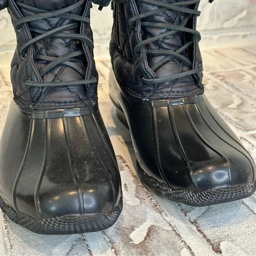 Sperry Women's Saltwater Nylon Quilt Rain Boot Black Size 9 - Picture 3 of 12